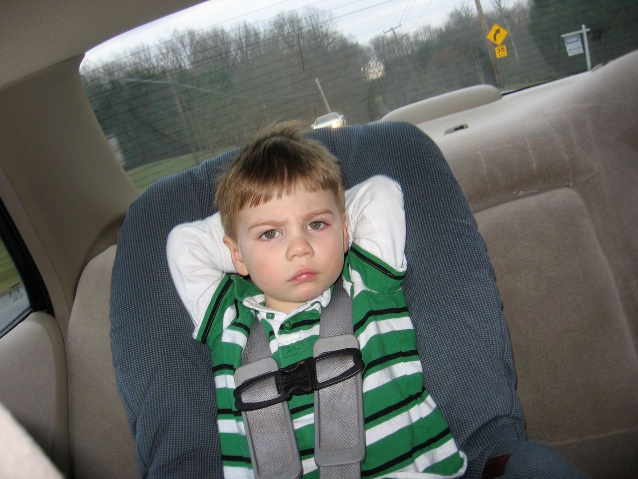 Boogie in the same reclining position. Age: 2 years and 10 mos.