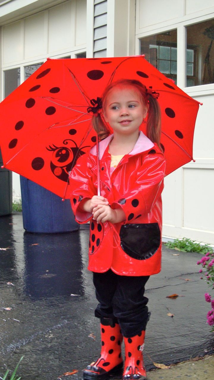 Ladybug with all of her raingear