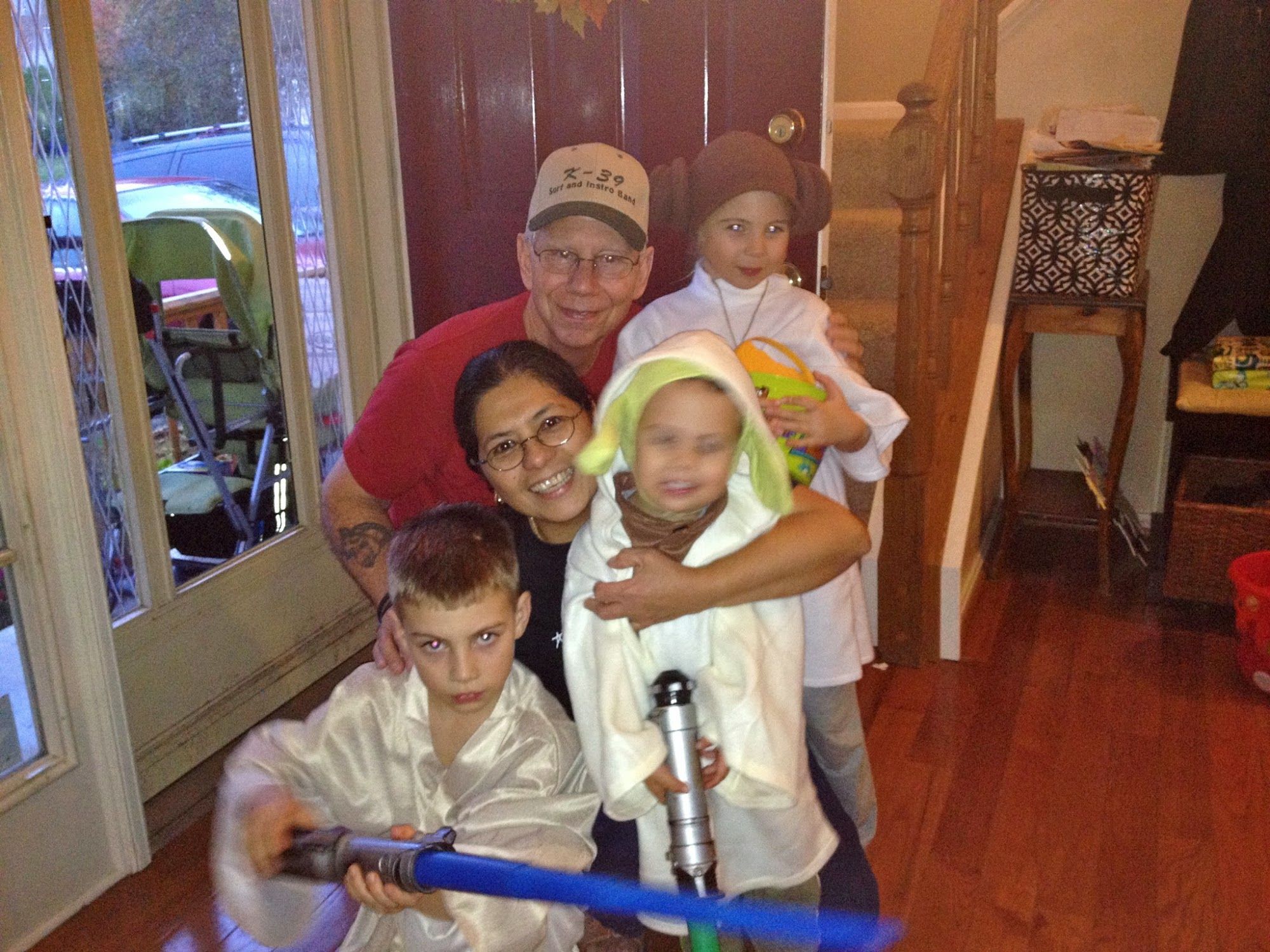  My parents came over to see the kids in their costumes 