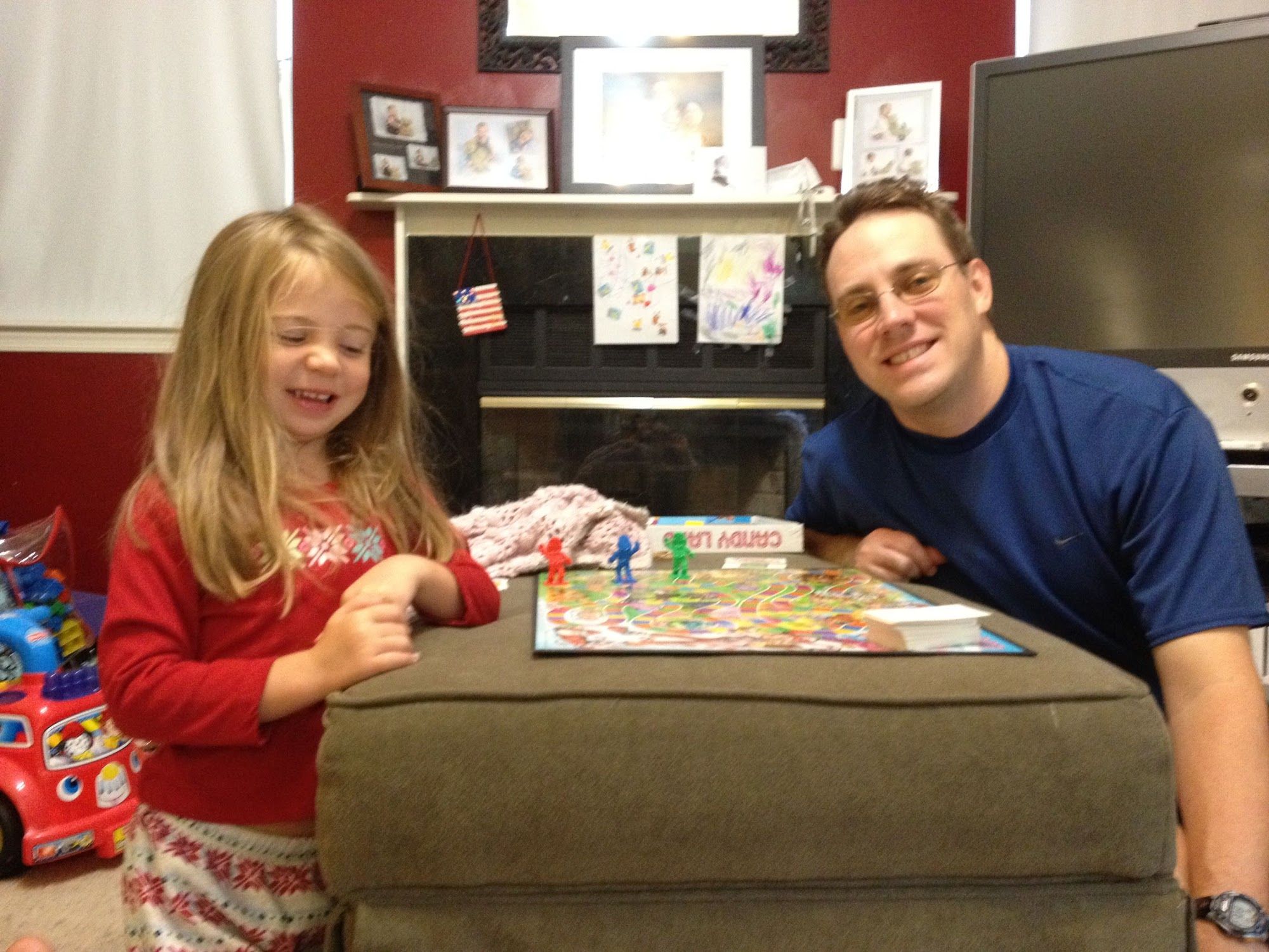  Buggy and Daddy during our early morning Candy Land Game.  