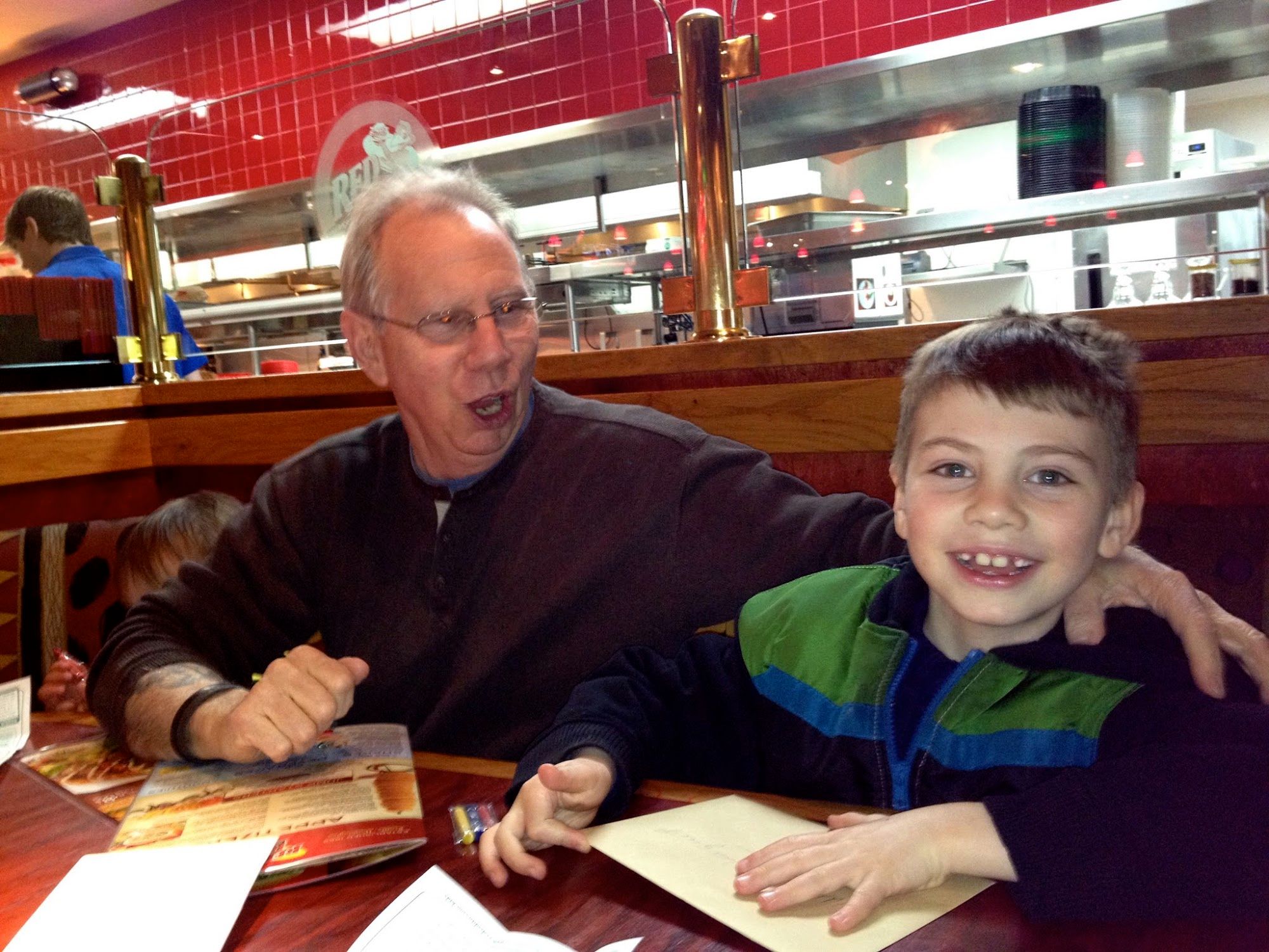 Lolo and Boogie enjoying time together at dinner