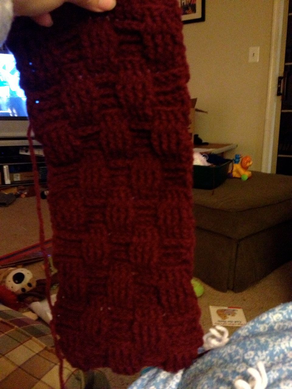 Scarf with a basket weave pattern.I've finished the scarf and still want to make a matching hat.