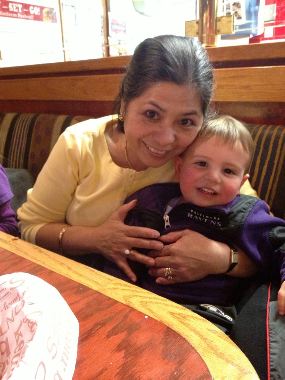 Lola and Mr. Bananas at his birthday dinner