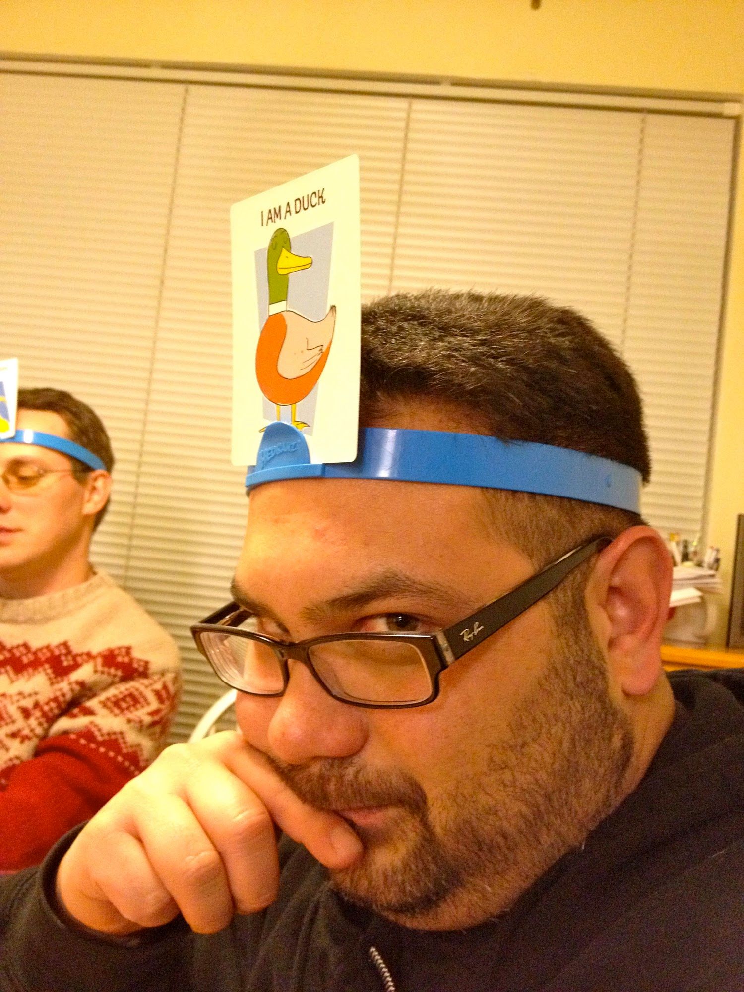 My brother trying to figure out he is a duck.