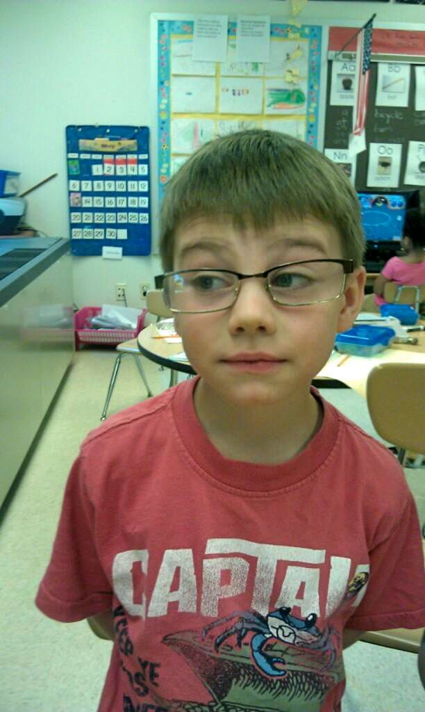 Professor Boogie trying on his teacher's glasses