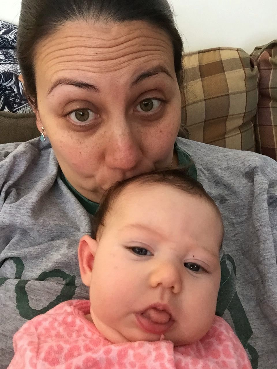 Silly selfie we sent to daddy during our snow day
