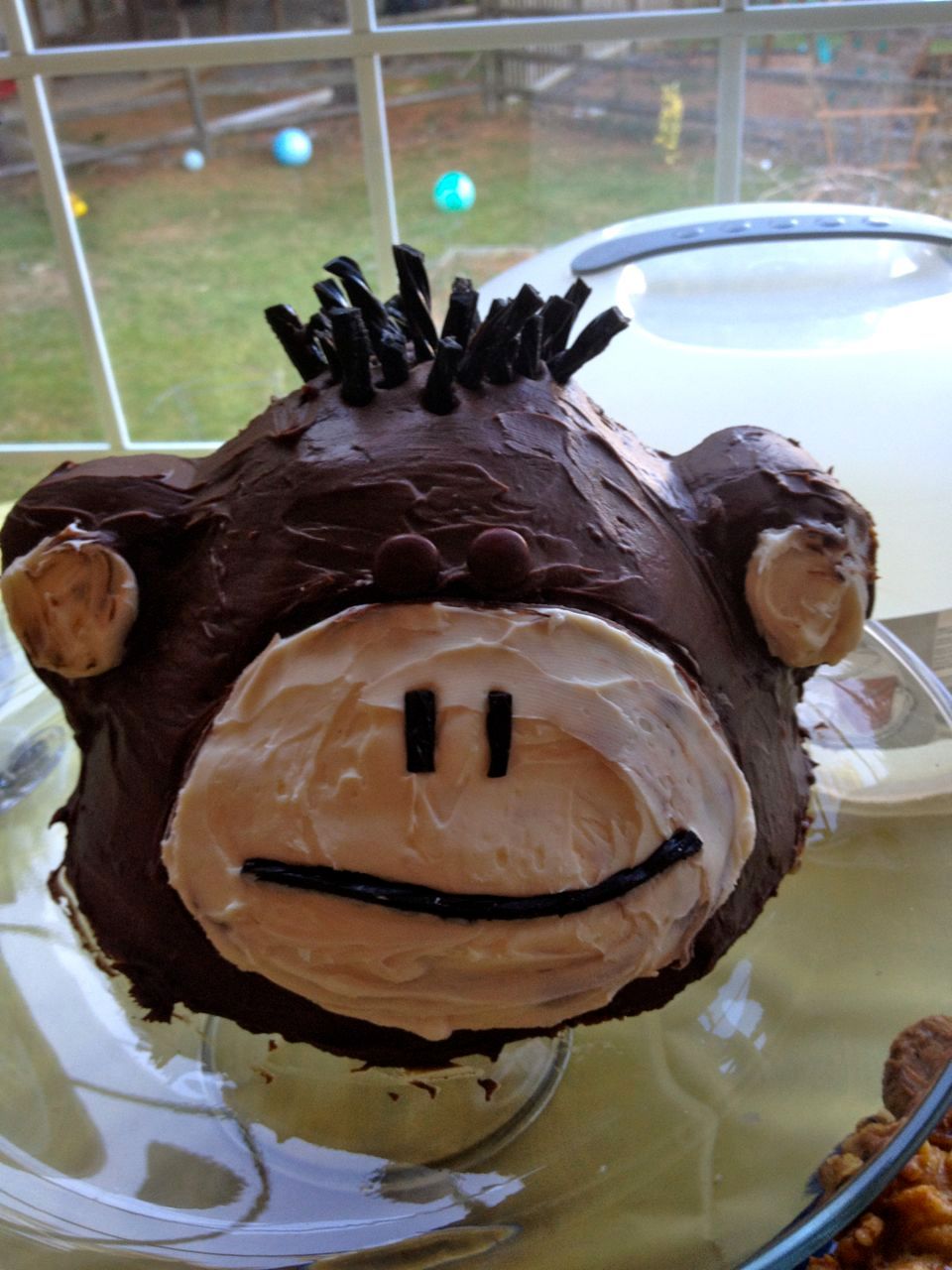 Continuing the tradition of homemade cakes. (Banana cake with chocolate frosting in the middle!)
