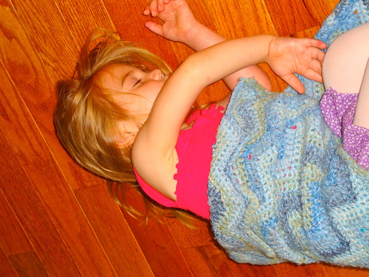 Yes, that is the floor. She feel asleep in the front hall.