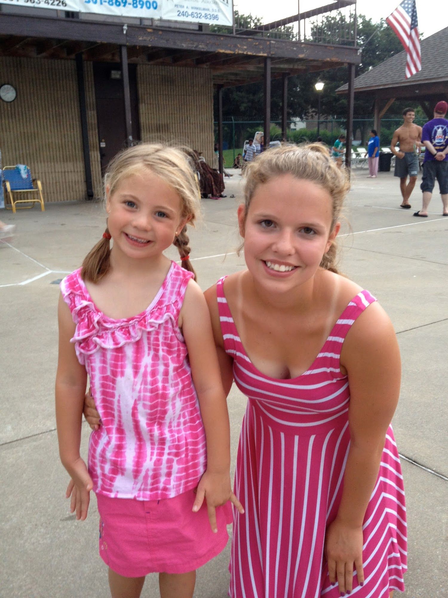 Pretty in pink. Buggy with our babysitter and co-head Flipper coach. We are so gonna miss her when she leaves for college this year.