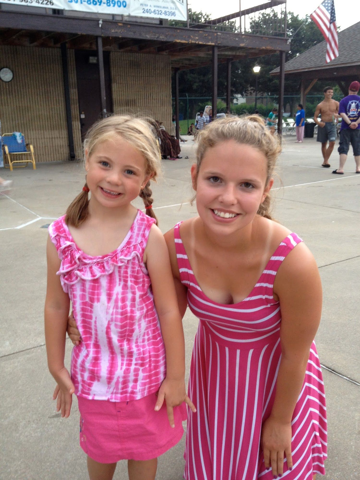  Pretty in pink. Buggy with our babysitter and co-head Flipper coach. We are so gonna miss her when she leaves for college this year. 