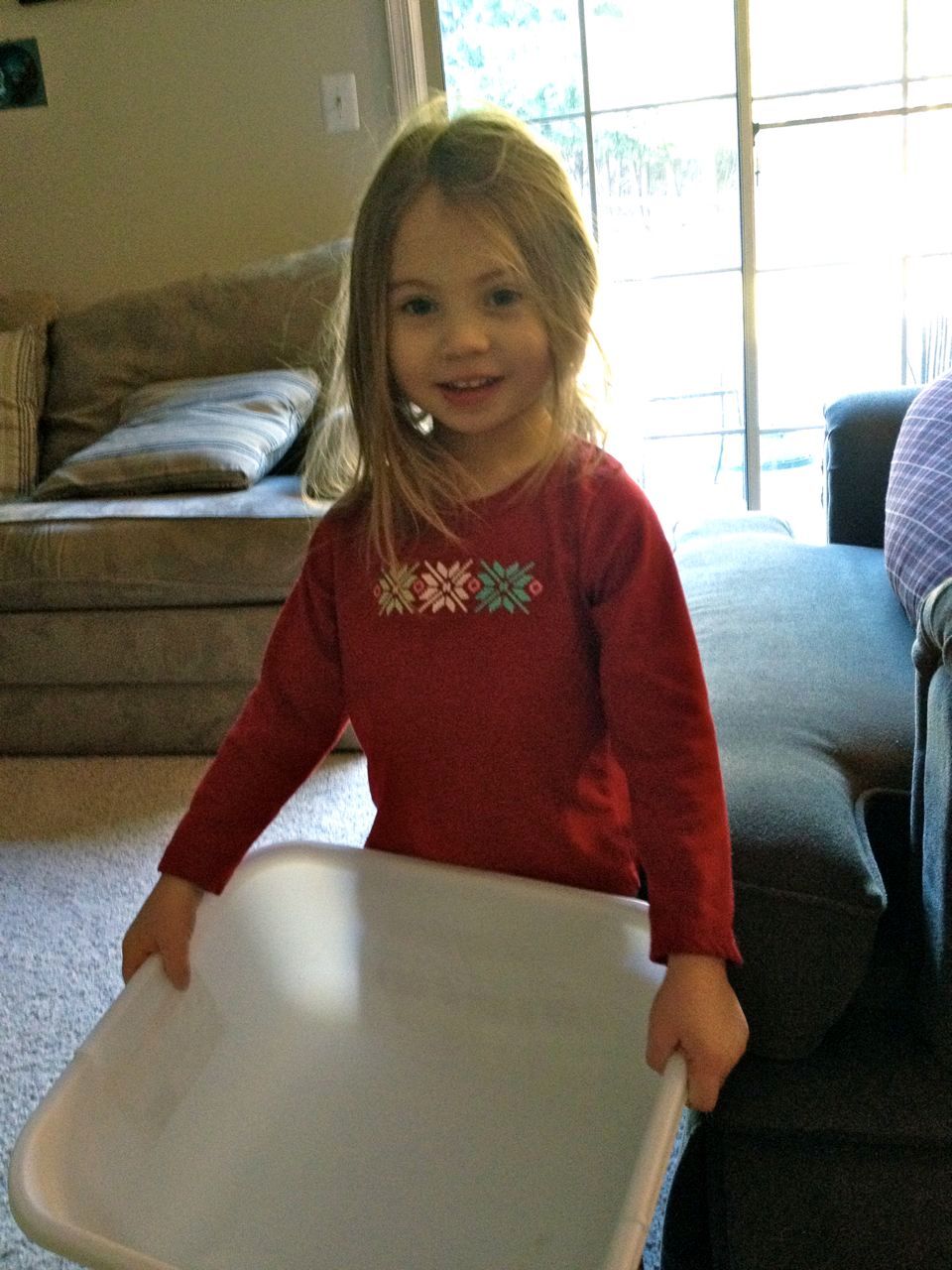 Bug with her fwo-up bucket