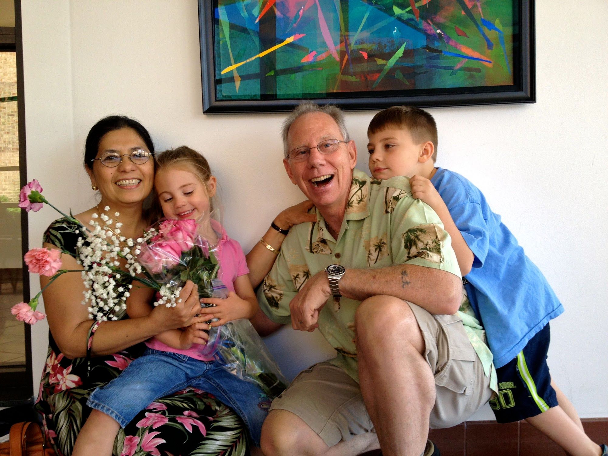  The Big Kids with Lolo and LolaBuggy Loves her flowers :) 