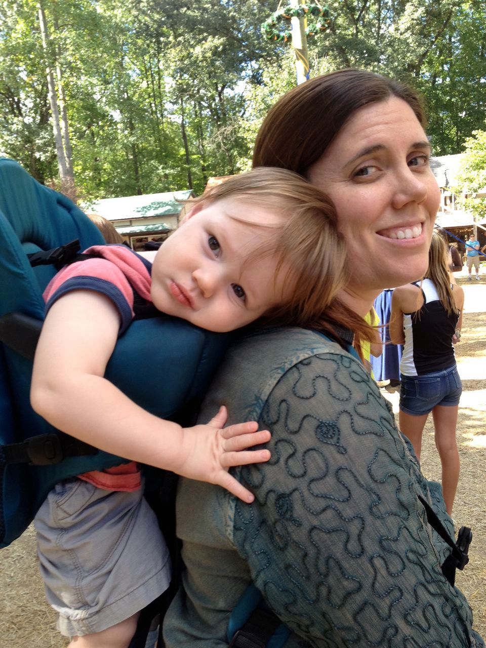 My tired Godson and his Mama