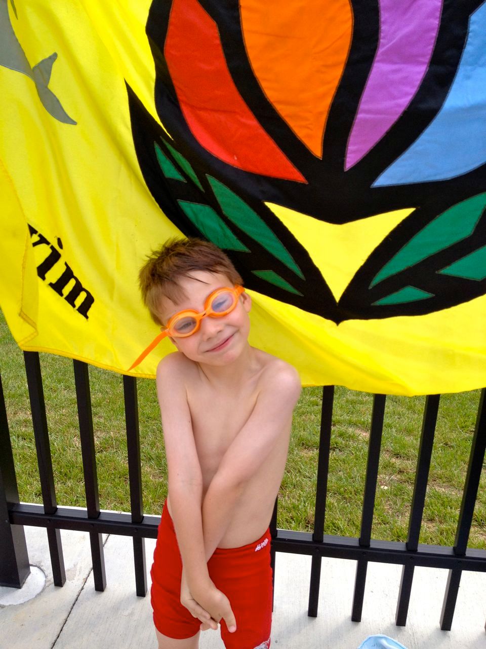 Excited and nervous about his first meet and utterly adorable