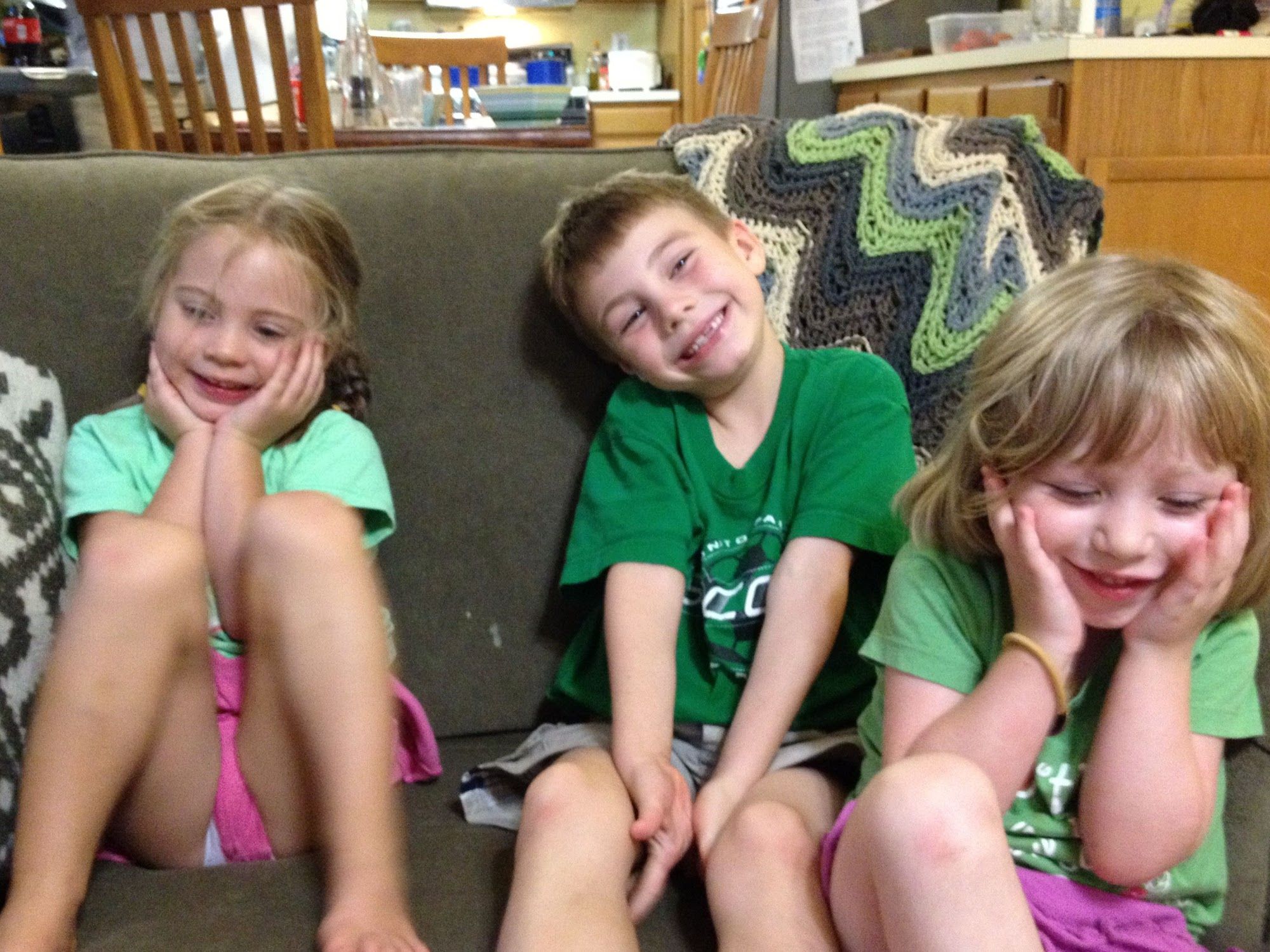 Silly kids in Green