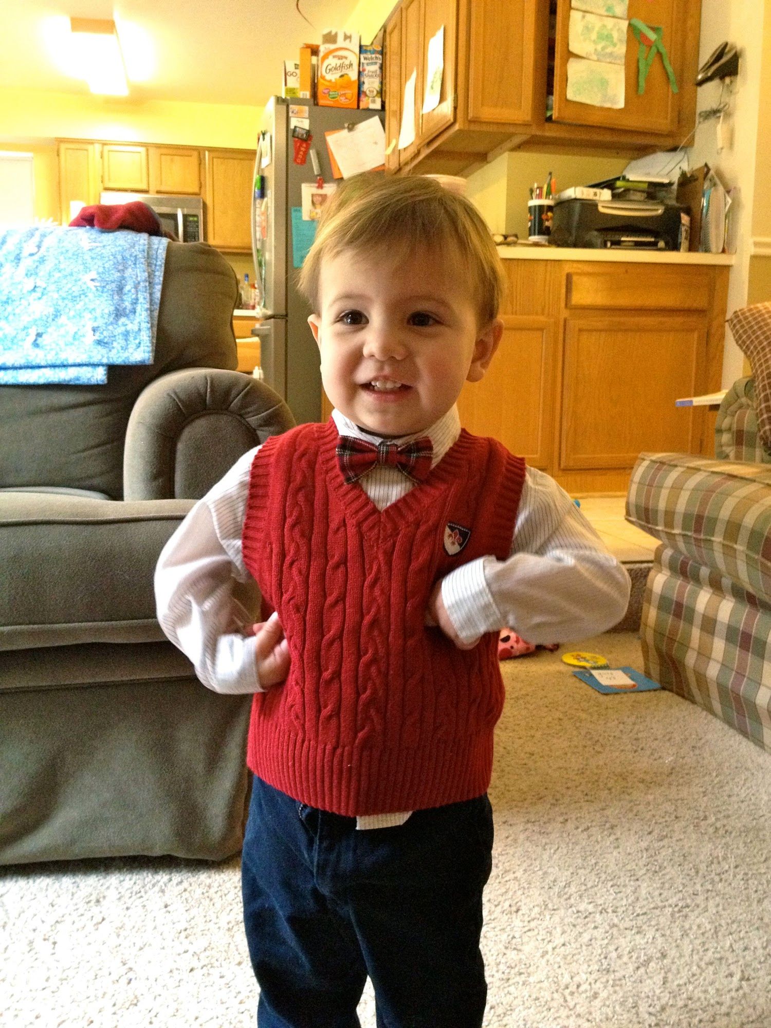 Who doesn't love a little boy in a bow tie.Getting ready for Christmas Eve at my SIL's house.
