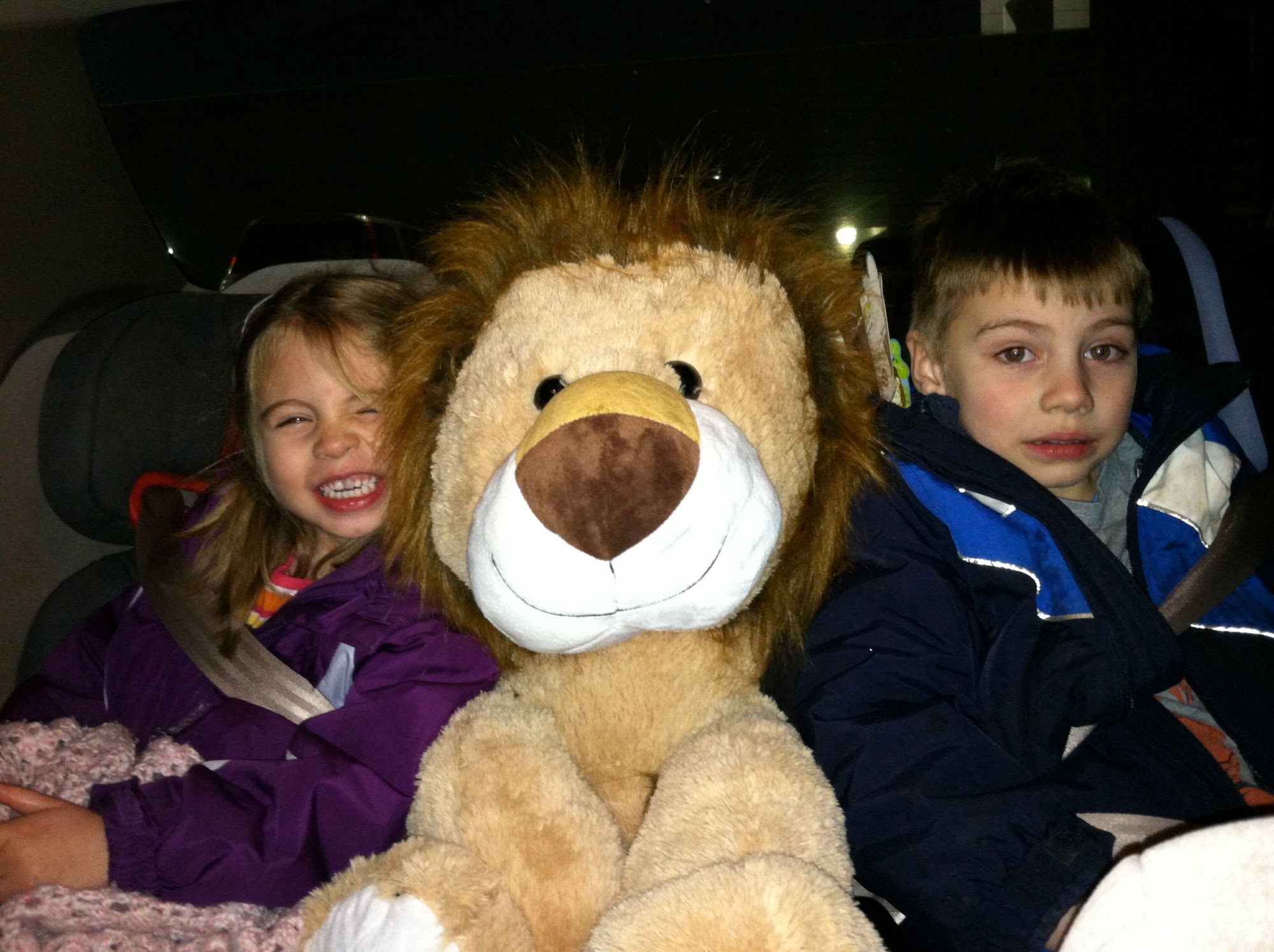 The big kids with their present for Mr. Bananas