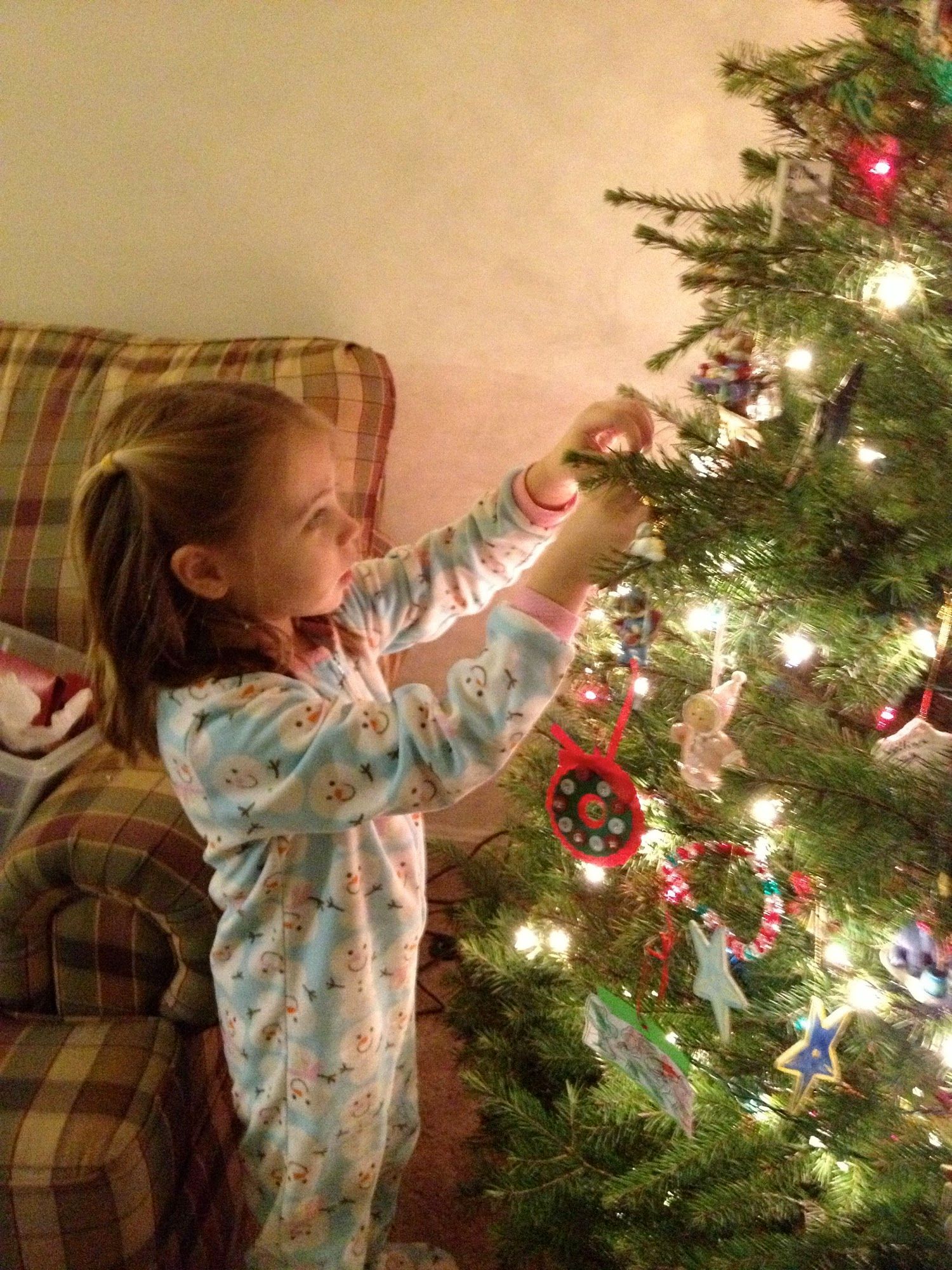  Another favorite picture.Buggy hanging her ornaments  