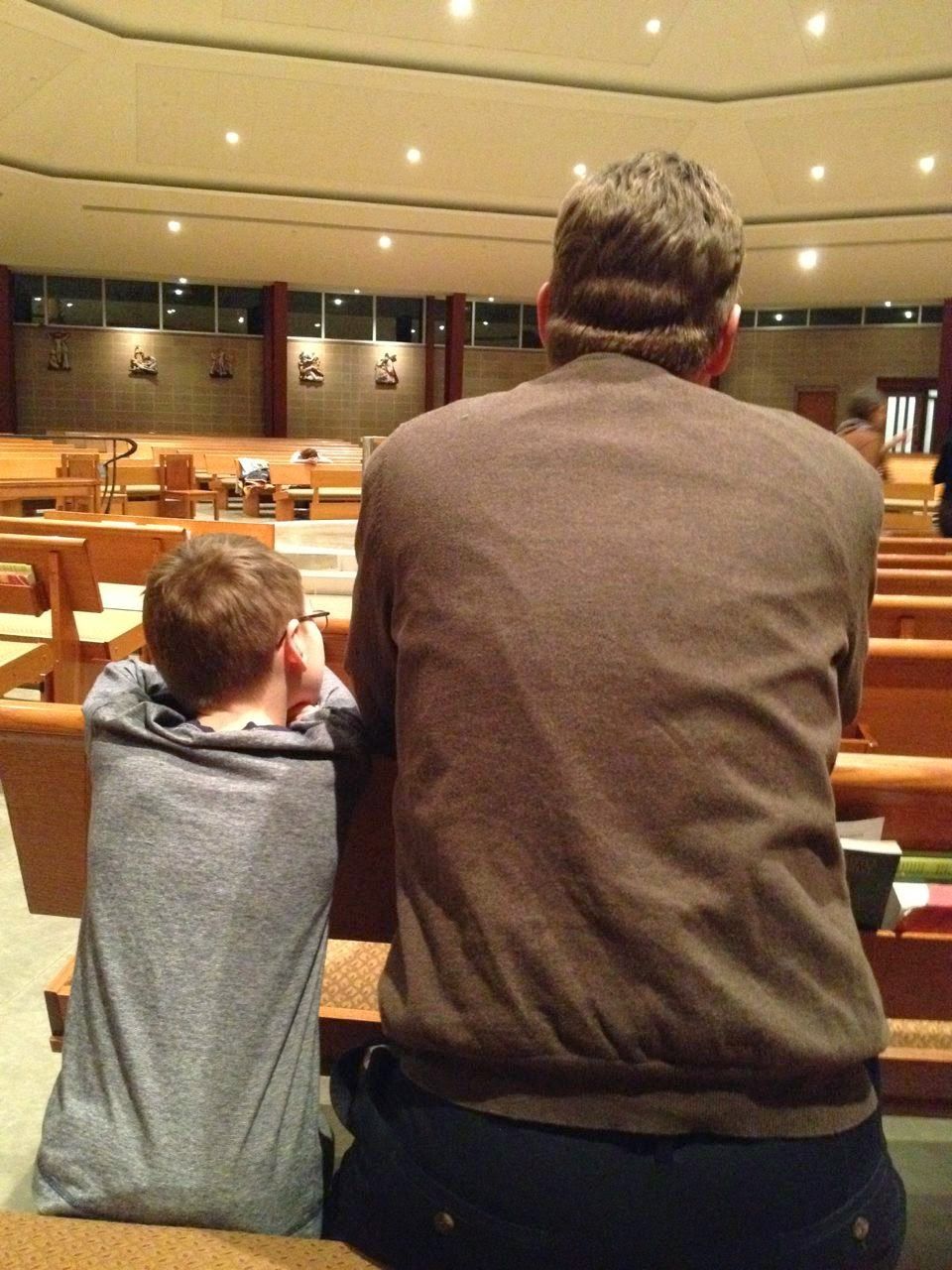 Boogie and Hubby praying after Boogie received the sacrament of reconciliation