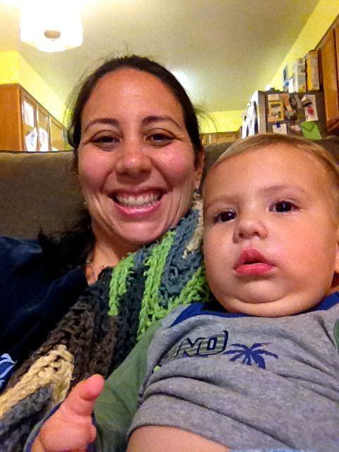 Bananas and I waiting for Daddy to come home!