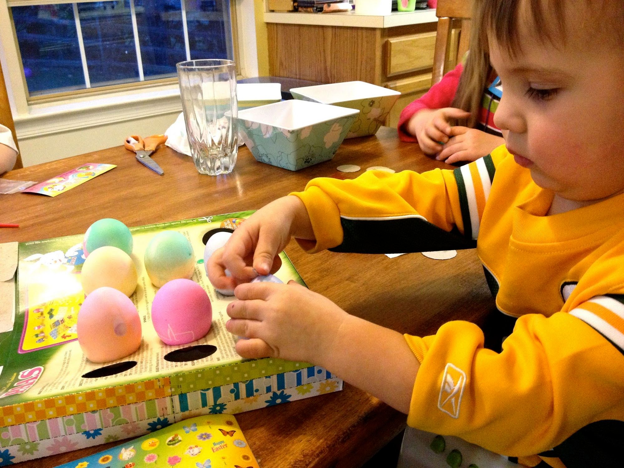 Mr. Bananas' First time decorating Easter eggs