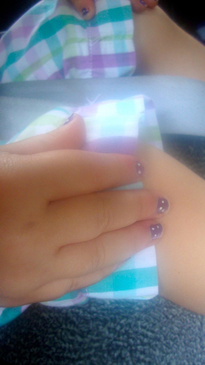 Purple with white polka dots