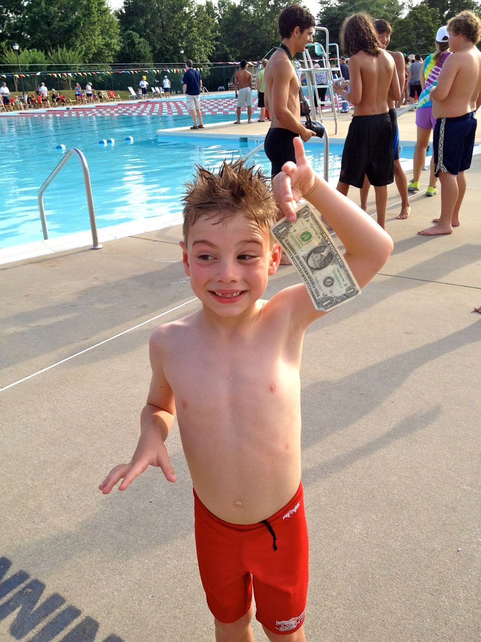 Boogie with his dollar from Mrs. H.