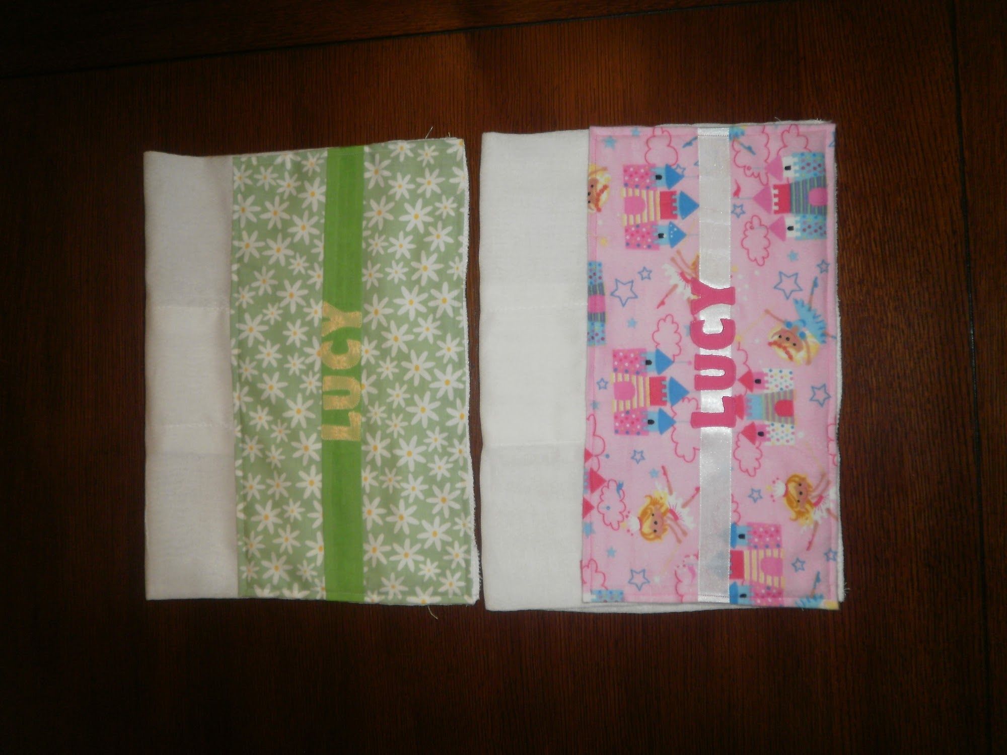  Personalized burp cloths I bought for a friend 