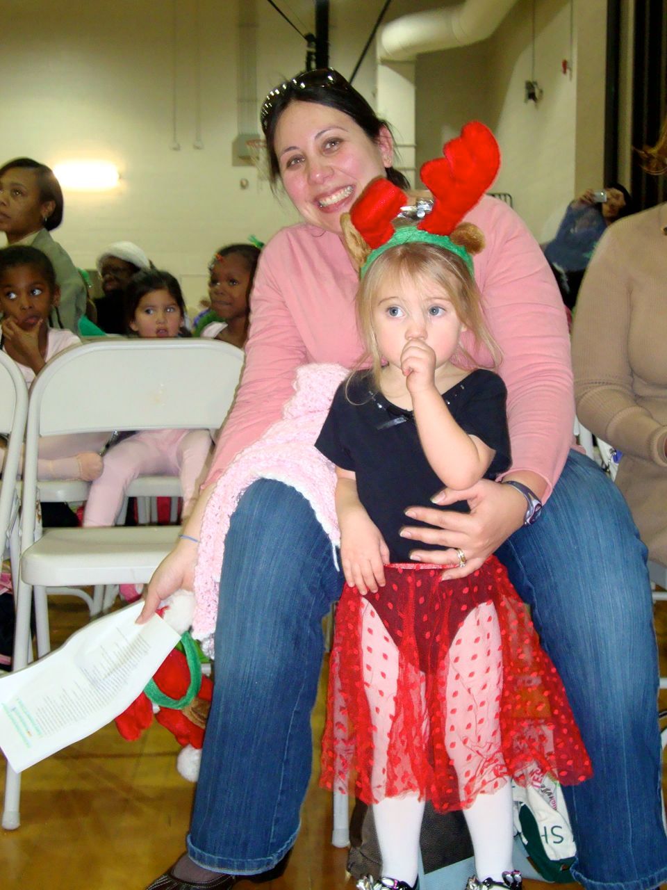The Discombobulated Mommy with Bug waiting for her chance to perform.