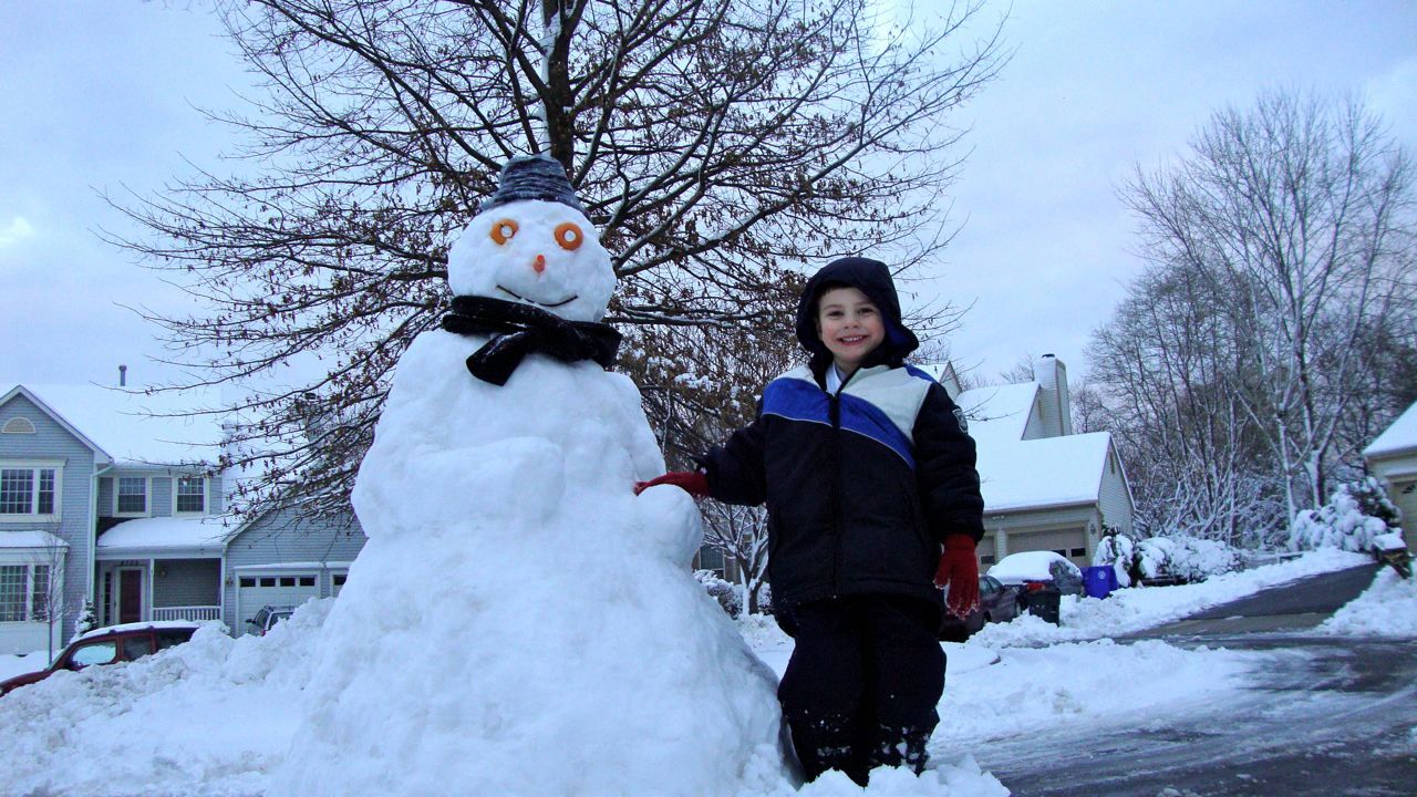  I love the look on Boogie's face of finally making a snowman. Something he's talked about since the last big snowstorm, a year ago. 